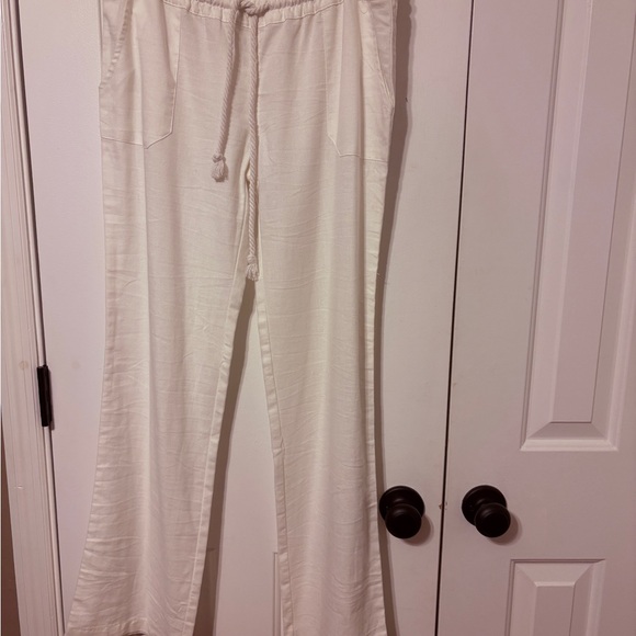High Waist Cream Drawstring Pants - Picture 8 of 11